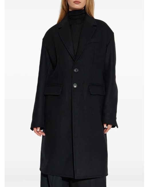 DSquared² Black Buttoned Wool-Blend Coat