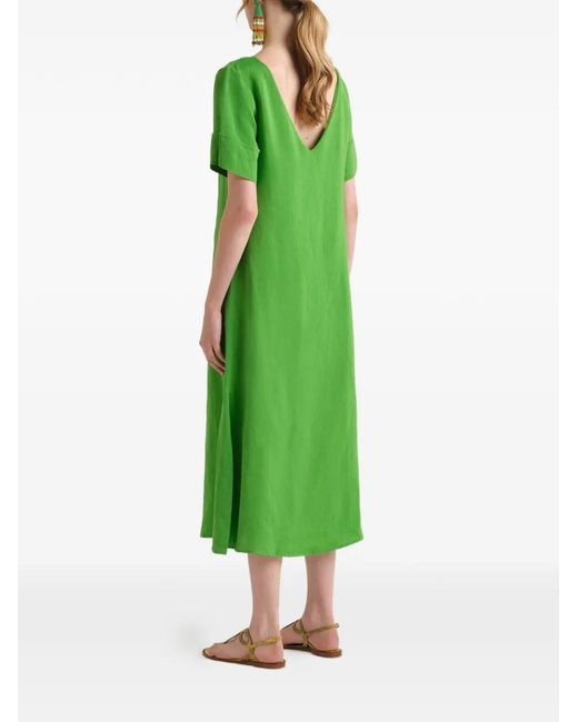 Maliparmi Green Short-Sleeve Midi Dress