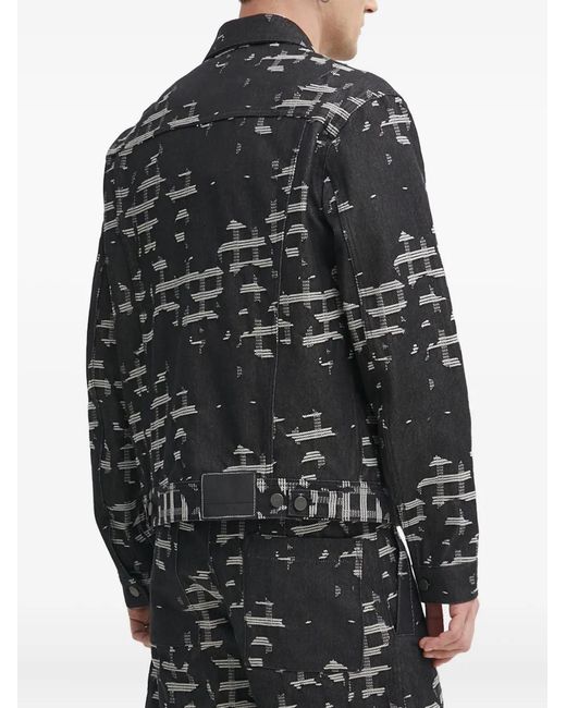 IRO Black Yanis Patterned Shirt Jacket for men