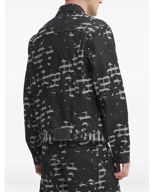 IRO Black Yanis Patterned Shirt Jacket for men
