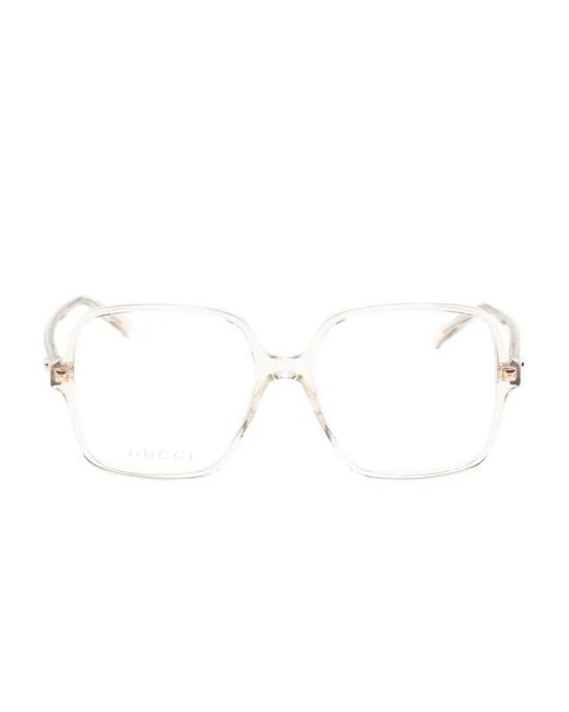 Gucci Natural Brille Mit Eckigem Gestell