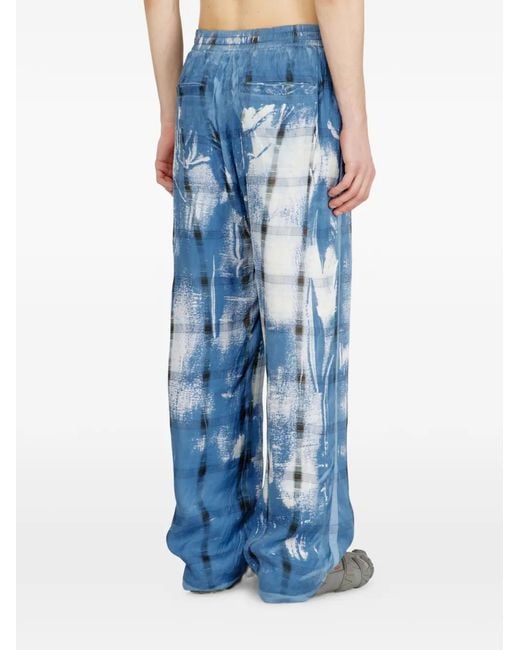 DIESEL Blue P-Olly Check-Pattern Trousers for men