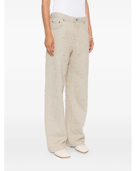 Haikure Natural Frayed-Texture Jeans