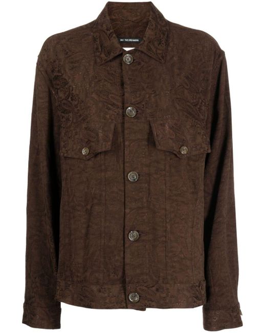Song For The Mute Brown Paisley-jacquard Shirt Jacket for men
