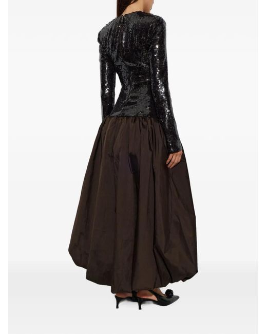 ROTATE BIRGER CHRISTENSEN Black Sequin-Embellished Maxi Dress