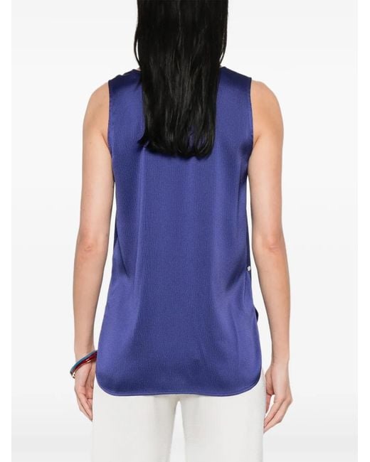 Calvin Klein Blue Logo-Appliqué Blouse