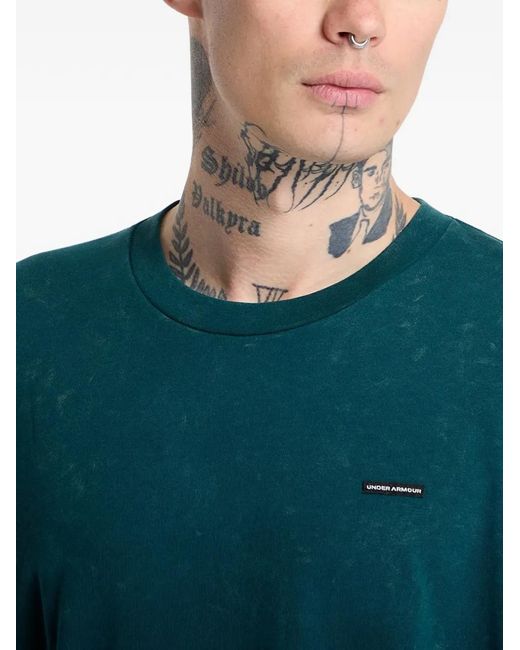 Under Armour Green Logo-Patch Washed T-Shirt for men