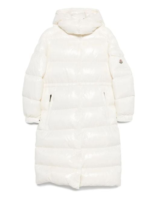Cappotto Trapuntato Con Cappuccio di Moncler in White