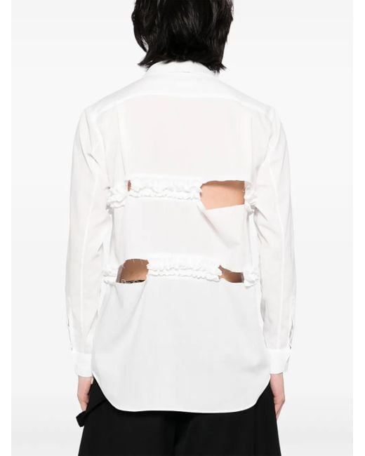 COMME DES GARÇON BLACK White Ruffle Peter Pan-Collar Shirt
