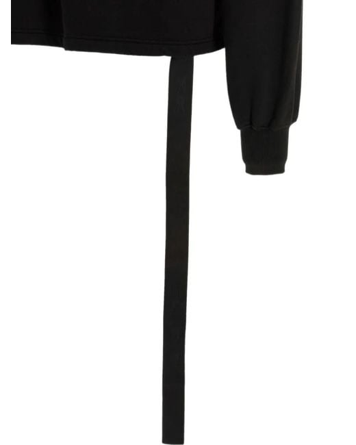 Rick Owens Black Asymmetrical-Stitching Hoodie for men