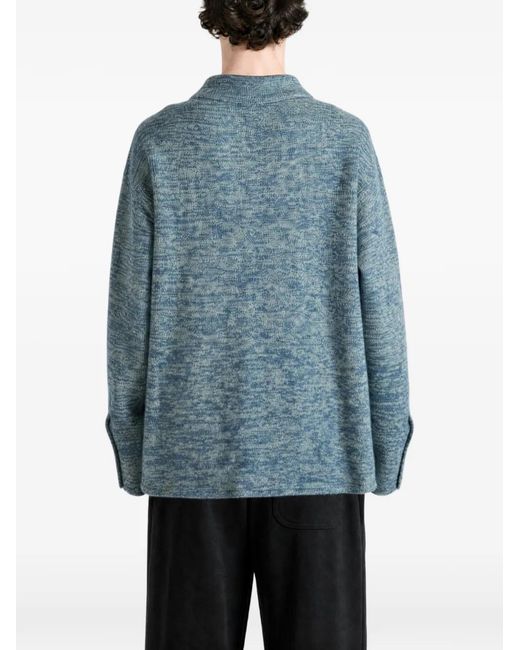 The Elder Statesman Blue Marl-Knit Button-Down Shirt