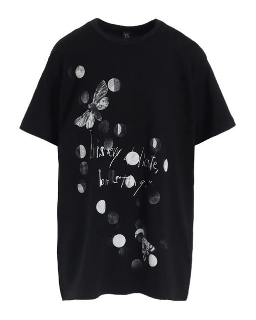 Y's Yohji Yamamoto Black Butterfly-Print T-Shirt