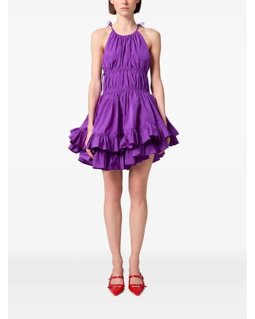 MSGM Purple Ruffled Tiered Mini Dress