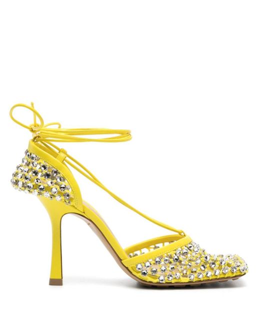 Bottega Veneta Yellow Sparkle Stretch 90mm Sandals