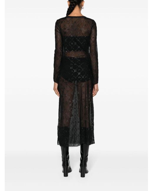 MARINE SERRE Black Moonogram-pattern Midi Dress