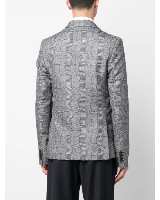 KENZO Gray Checked Double-Breasted Blazer for men