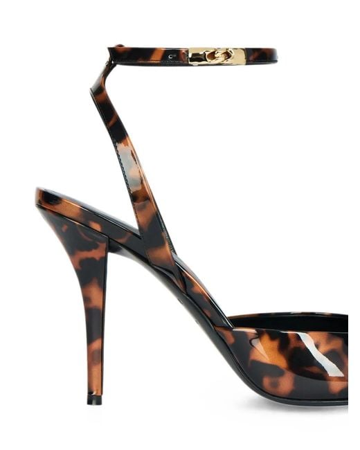 Balmain White Printed Patent Leather Strappy Courts