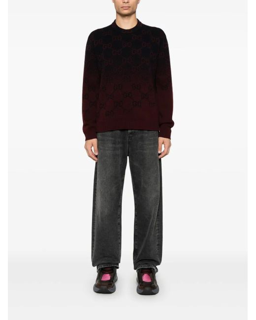 Gucci Black Gg Degradé-Jacquard Sweater for men