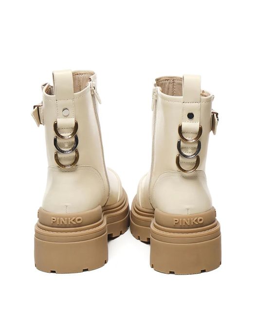 Pinko Natural Buckle-Detail Platform Boots