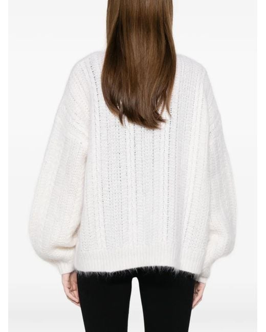 Soft Goat White Cardigan À Boutonnière