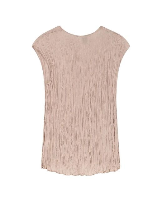 Alysi Pink Round-Neck Textured Top