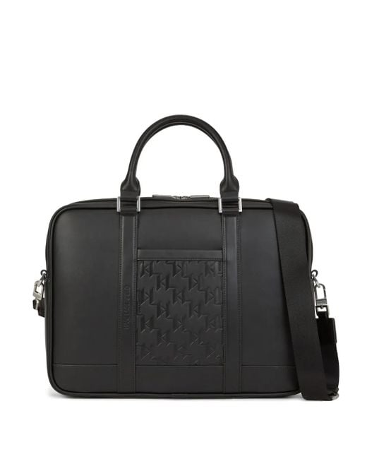 Karl Lagerfeld Black K/Traveller Embossed Briefcase for men