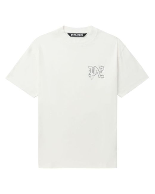Palm Angels White Stud-logo T-shirt for men