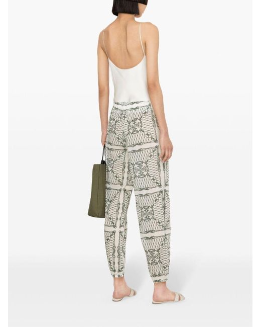 Tory Burch Green Printed Cotton Trousers