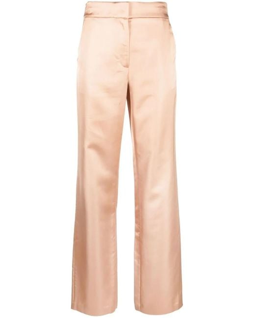 A.L.C. Natural Straight-Leg Satin Trousers
