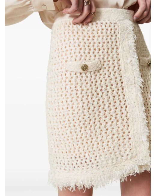 Twinset Natural Mesh-Knit Miniskirt
