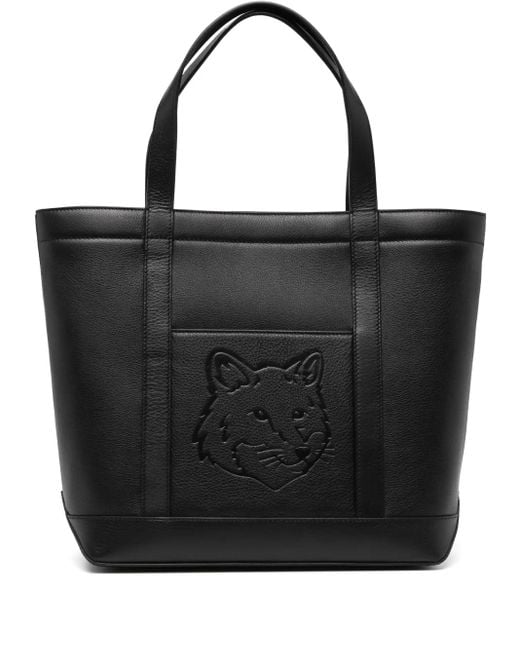 Maison Kitsuné Black Mittelgroße Fox Head Tote Bag