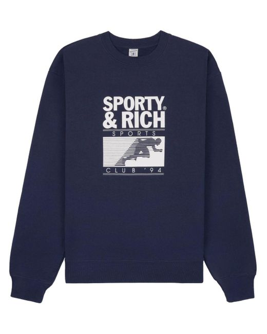 Sporty & Rich Motion Club ロゴ スウェットシャツ Blue