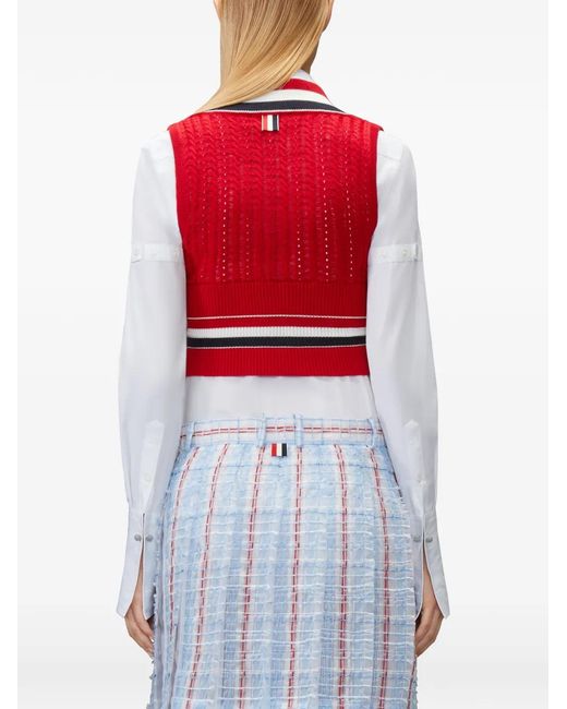 Thom Browne Red Stripe Cable Vest