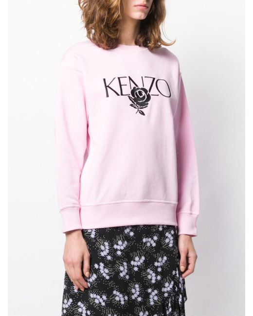KENZO Cotton Pastel Pink Sweater Lyst