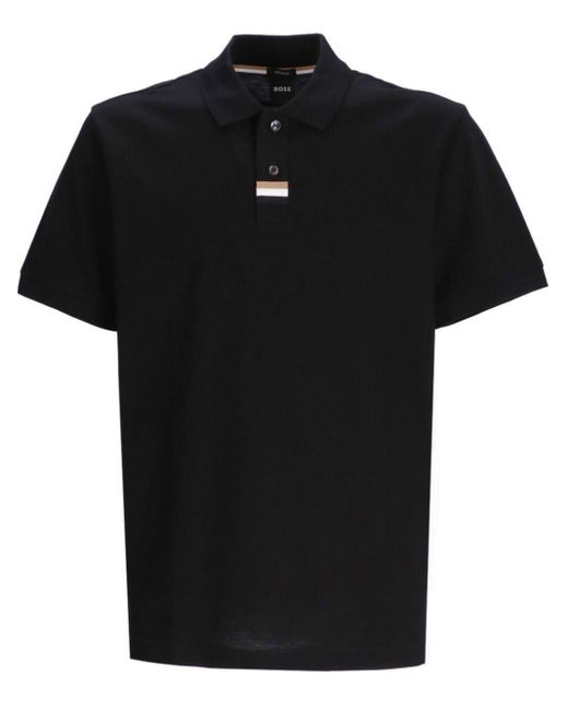 Boss Poloshirt Met Logopatch in het Black voor heren