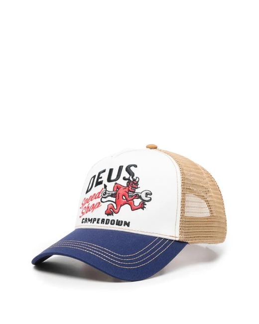Deus Ex Machina Blue Dogleg Embroidered Trucker Cap for men