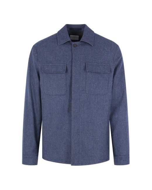 Eleventy Blue Button-Fastening Flap-Pocket Coat for men