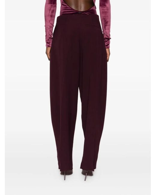 Mugler Red Pleated Split-Hem Trousers