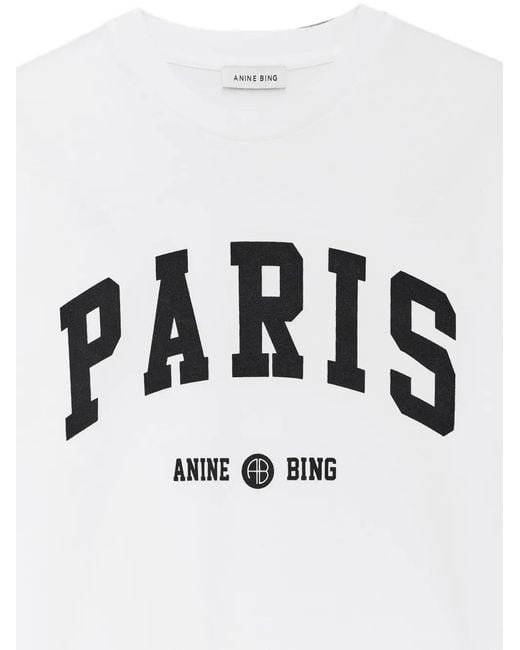 Anine Bing White Cade T-Shirt Paris University