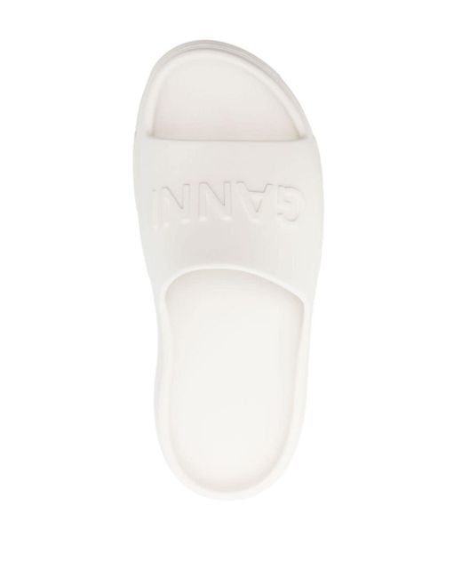 Ganni Slippers Met Logo-reliëf in het White