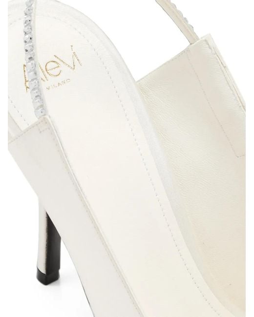 ALEVI White Danielle Xtal Slingback Pumps