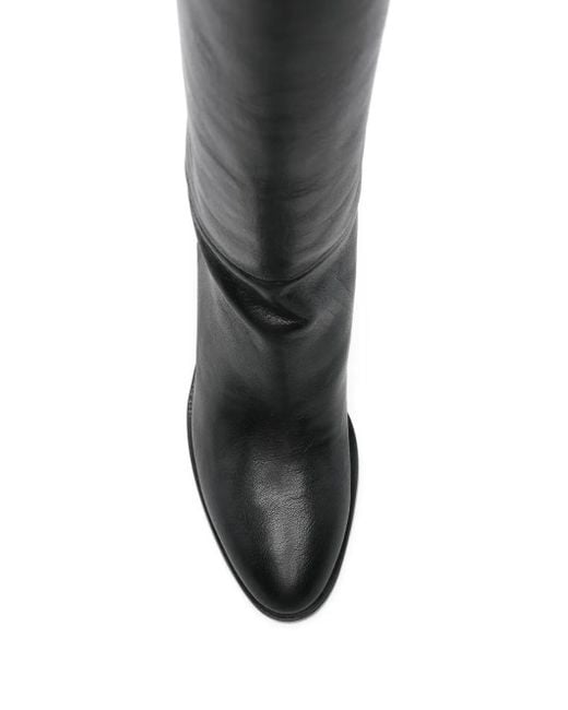 P.A.R.O.S.H. Black Knee-High Block-Heel Boots