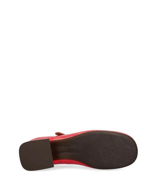 Fly London Red Buckle-Fastening Pumps