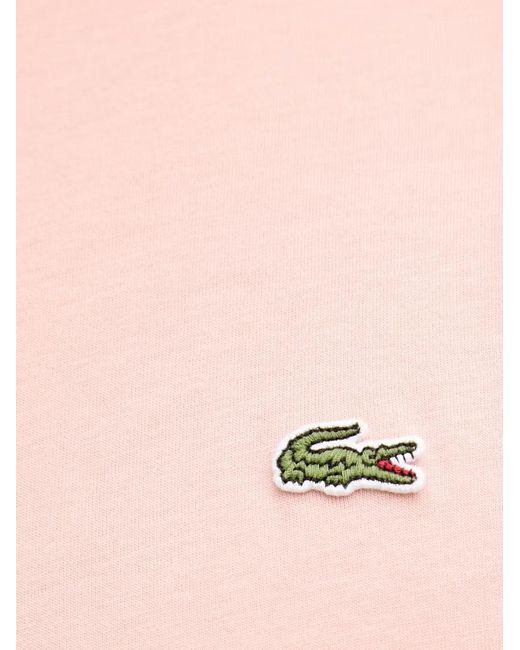 Lacoste Pink Logo-Patch V-Neck T-Shirt for men