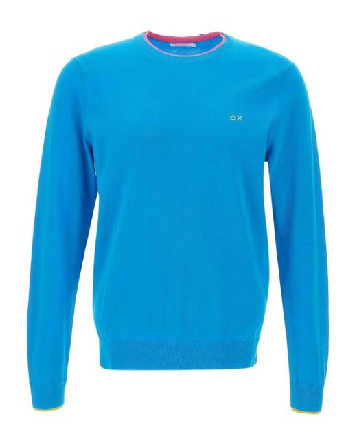 Sun 68 Blue Cotton Sweatshirt for men