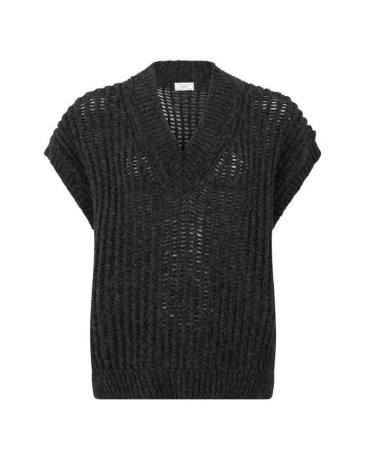Peserico Black Chunky-Knit V-Neck Vest