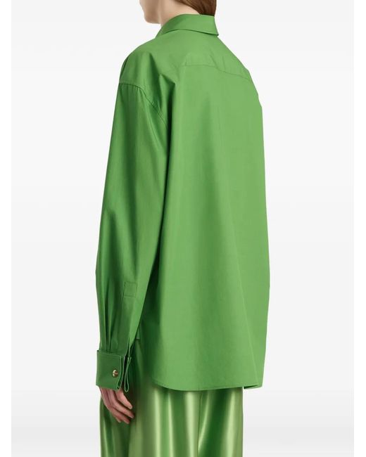 Khaite Green Front Pocket Long-Sleeve Shirt