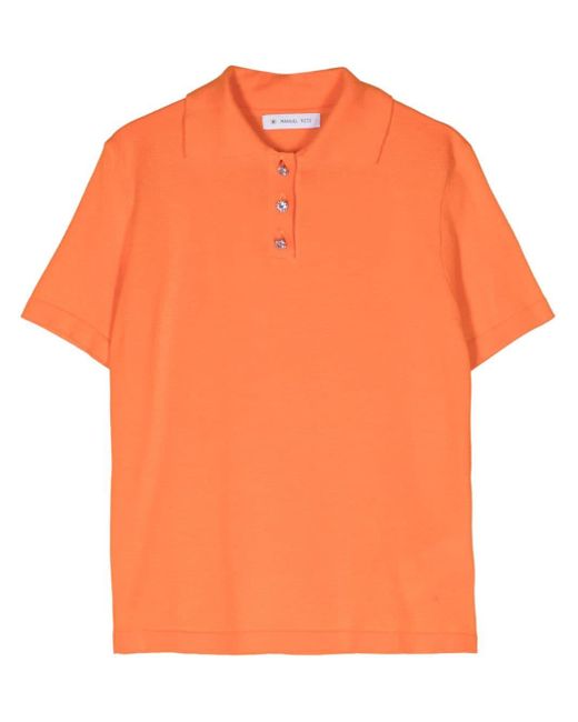 Manuel Ritz Orange Fein gestricktes Poloshirt