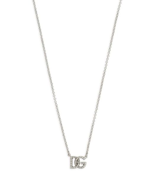 Dolce & Gabbana White Dg-Logo Chain Necklace for men