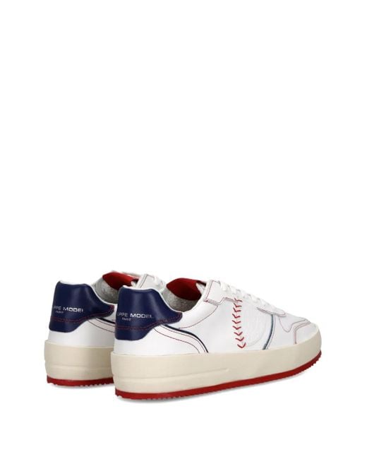 Philippe Model White Nice Baseball-Stitch Platform Sneakers for men